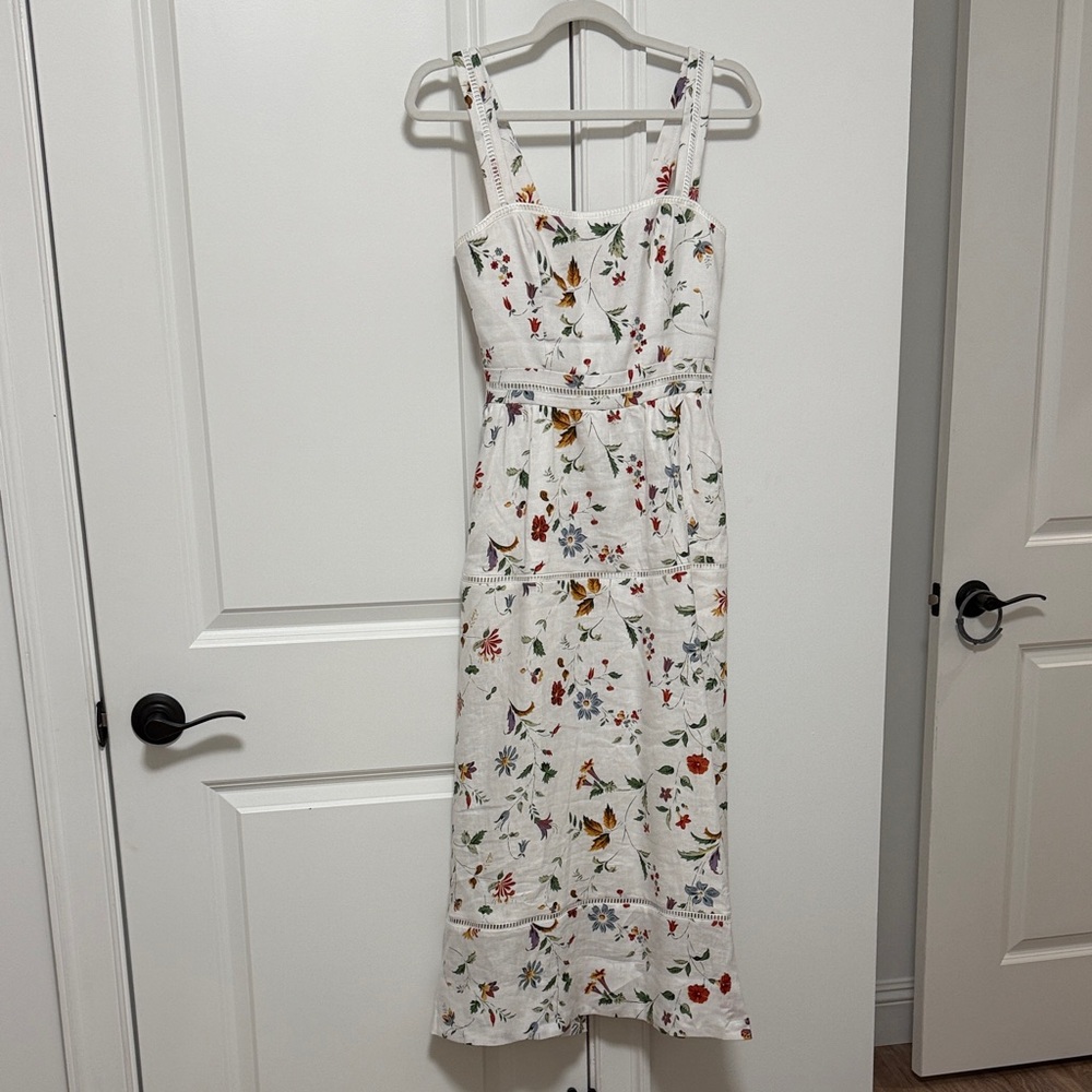 Reformation Pink and Red Sundress Square Neck Midi